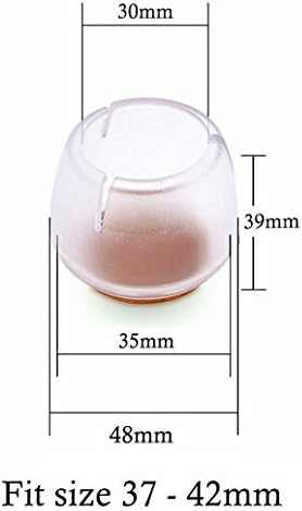 TEKFT Clear Round Plastic Chair Leg Caps Feet Pads Furniture Table Covers Floor Protectors Silicone Round Legs 20PCS in package (fit 1.26"to1.65")