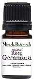 Miracle Botanicals Organic Rose Geranium Essential Oil - 100% Pure Pelargonium Roseum x Asperum - Therapeutic Grade - 5ml