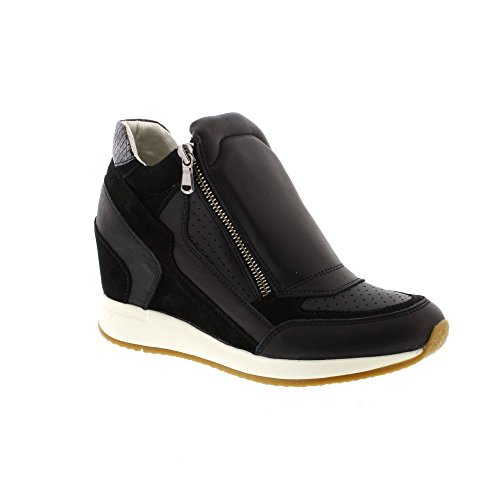 geox black wedge trainers