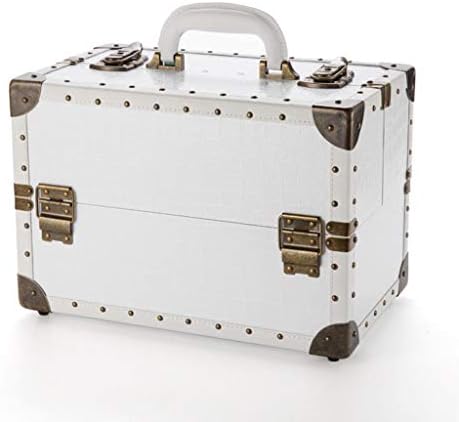 Beauty Case Professional Multi-Layer Small Lockable Vanity Make Up Cosmetics Storage Organiser - White Stud Style