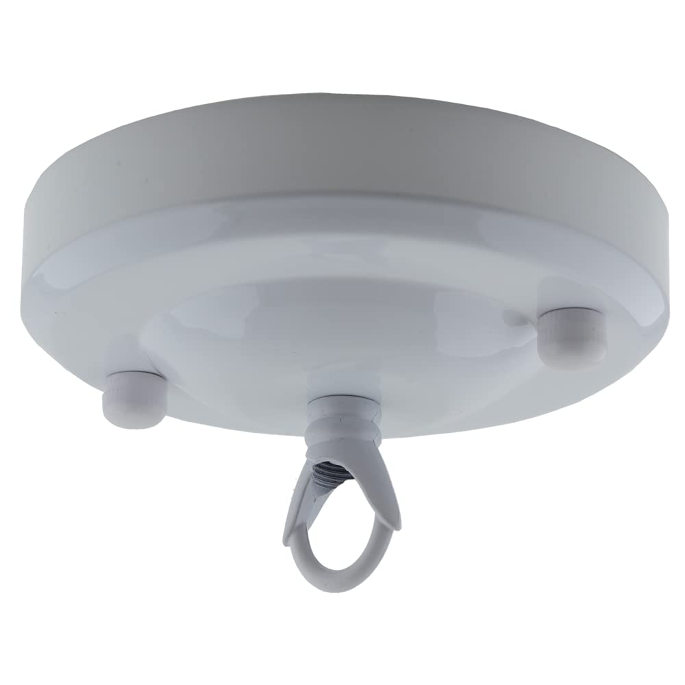 Art Deco Emporium Vintage Period Styled Complete Metal Ceiling Rose with Chain Loop (Fully Earthed) in Gloss White Finish