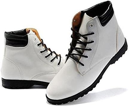 Hello 999 Pu Leather Boots Male Casual Pointed Toe Comfortable Boots. (9.5, White)