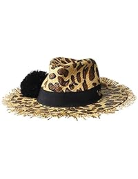 Betsey Johnson - Gorra de Panamá con estampado de leopardo para mujer