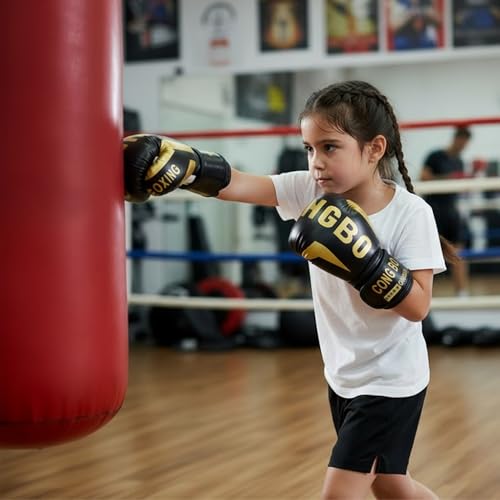 Hwtcjx Boxing Gloves, Boxing Gloves for Children, Boxing Gloves, Leather Bag for MMA, Muay Thai, Martial Arts, Sparring, Kickboxing, Sizes 6 oz, Suitable for Children Ages 3-12