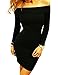 Allegrace Women Sexy Long Sleeve Off Shoulder Bodycon Bandage Party Club Dresses Black S