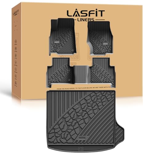 LASFIT Floor Mats & Trunk Mat for Jeep Grand Cherokee 2022-2025 2026 5-Seat (Include 4XE, NOT for Cherokee L), All Weather TPE Custom Fit Car Mats & Cargo Mat Black for Grand Cherokee 2026 Accessories