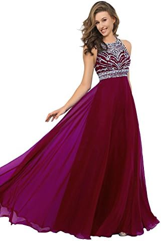 Artie Gorgeous A-line Floor Length Chiffon Prom Dresses Evening Dresses, 14, Burgundy
