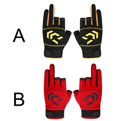 YuanLife 1 Paar Weibliche Männer DREI-Finger-Schere Halbfinger-Angelhandschuhe im Freien Angelschützer rutschfeste… – Bild 4