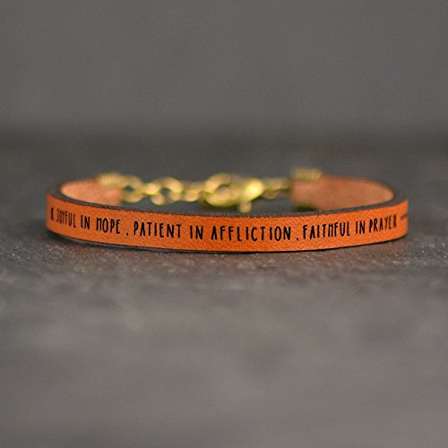 Be Joyful in Hope Romans 12:12 Brown Leather Quote Bracelet | by laurel denise