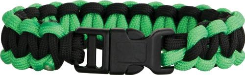 Knotty Boys 203 9" Diameter Large Single Weave Black &amp; Lime Green Survival Bracelet with Hand Tied Nylon Cord