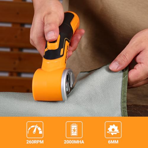 DEKOPRO 3.7 V Electric Scissors for Potatur Cordless Multifunction Cutter Shears – Powerful in Cutting, Ideal for Cardboard, Fabrics, Leather, Carpets and Plastic (Yellow)