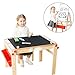TOP BRIGHT Wooden Art Easel for Kids Art Table with Storage, Easel Desk for Toddler Adjustable