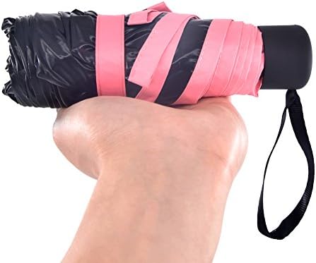 Mini Umbrella Ultra Light(7.4oz), Mini(5.9in), Ultra Protective(99.9% UV Resistance) Small Mini Travel Umbrella,35-Inch Canopy(Pink)