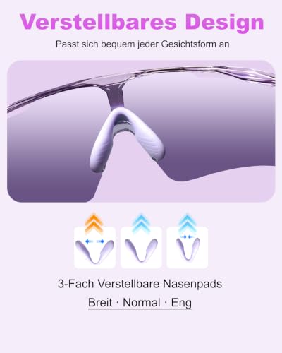 Cycling Glasses Men Quick Glasses Women UV400 Sunglasses Protective Glasses TR90 Frame with Adjustable Nose Wings & Temple MTB Sports Glasses Running Glasses Sunglasses for Bicycle Fishing Ebike