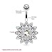 BodyJ4You Belly Button Ring Flower Paved Clear Aurora CZ Crystal 14G Navel Banana Steel Curved Bar