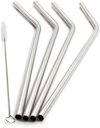 Chillz Stainless Steel Drinking Straws, Set of 4 For 30 OZ TUMBLER. with Free Cleaning Brush (30 oz Stainless Straws)