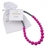 Silicone Teething Necklace for Mom - BPA Free. For chewing also used as a nursing necklace - provides soothing relief & acts as a sensory toy (giraffe, Nuby, & ring alternative) - pink