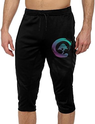 Men's Bonsai Tree Joggers Cropped Trousers Elastic Waist Athletic Pants Sweatpants