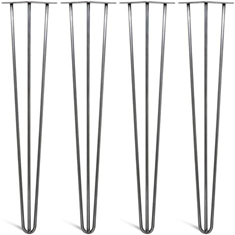4 x Hairpin Table Legs – 28"/71cm 3 Rod Unfinish Raw Steel 10mm