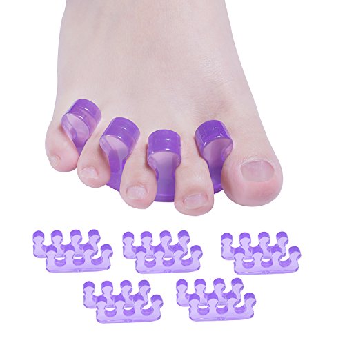 Welnove-Gel Toe Separators Straightener Silicone Toe Stretchers Spacers for Hammer Toe, Foot Pain & Bunion Relief, Overlapping Toes and More,Toe Spreader for Man and Women-10 PCS,(Lavender Purple)