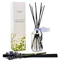 LOVSPA Lavender De Provence Essential Oil Reed Diffuser and Sticks Set - Calming Aromatherapy for Stress Relief and Relaxation - Real Lavender Stems and Hydrangea Flowers - Made in The USA