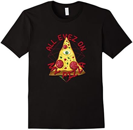 Mens ALL EYEZ ON MY PIZZA Illuminati Eye Italy Fun Shirts Small Black