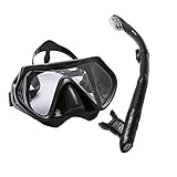 Bezzee-Dive Professional Silicone Diving Glasses Mask Dry Snorkel Set for Adults Men Women, Swimming Fishing Pool Equipment, Black.