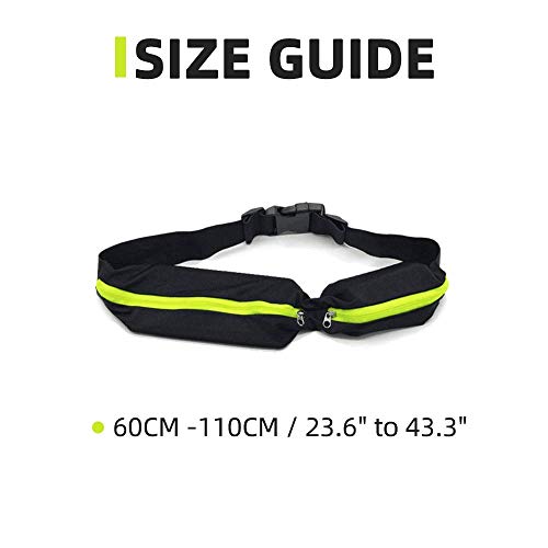 BeGrit Waterproof Running Belt Expandable Dual Pocket Running Waist Pack Adjustable Fanny Pack for Women Men Phone Fitness Jogging Sport Cycling Hiking Dog Walking Pack of 2 (Green + Rose Red)