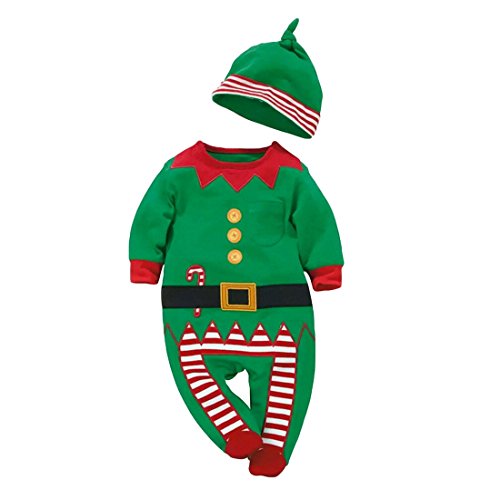 Happy Cherry Baby Kids Cute Christmas Santa Clause Romper Costume Clothing with Hat