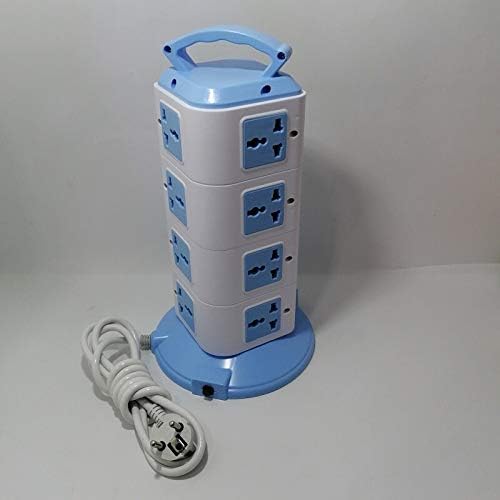 Power Strip with USB EU Plug Vertical Type Power Strip Extension Lead USB Port Tower Power Strip Universal Plug Overload Protection Electrical Socket (4 Layer)