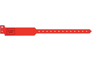 PDC Healthcare 5052-16-PDJ Sentry Polyester Adult Alert Wristband, Allergy Alert Pre-Printed, Permanent Snap Closure, Red, Pack of 250