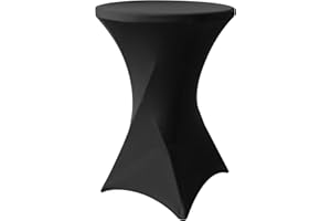 SUNTQ Cocktail Table Cover 32x43, Black Spandex Fitted Cocktail Table Tablecloth, Stretch Round Highboy Table Cloth for Parties,Birthday,Vendors,Outdoor Events,Banquet,Tradeshows