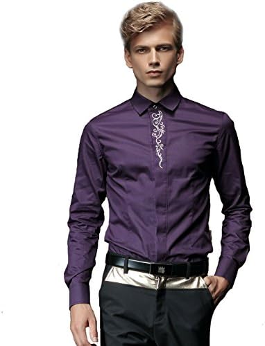 FANZHUAN Casual Shirts for Men Solid Slim Fit Comfort Long Sleeve Fashion