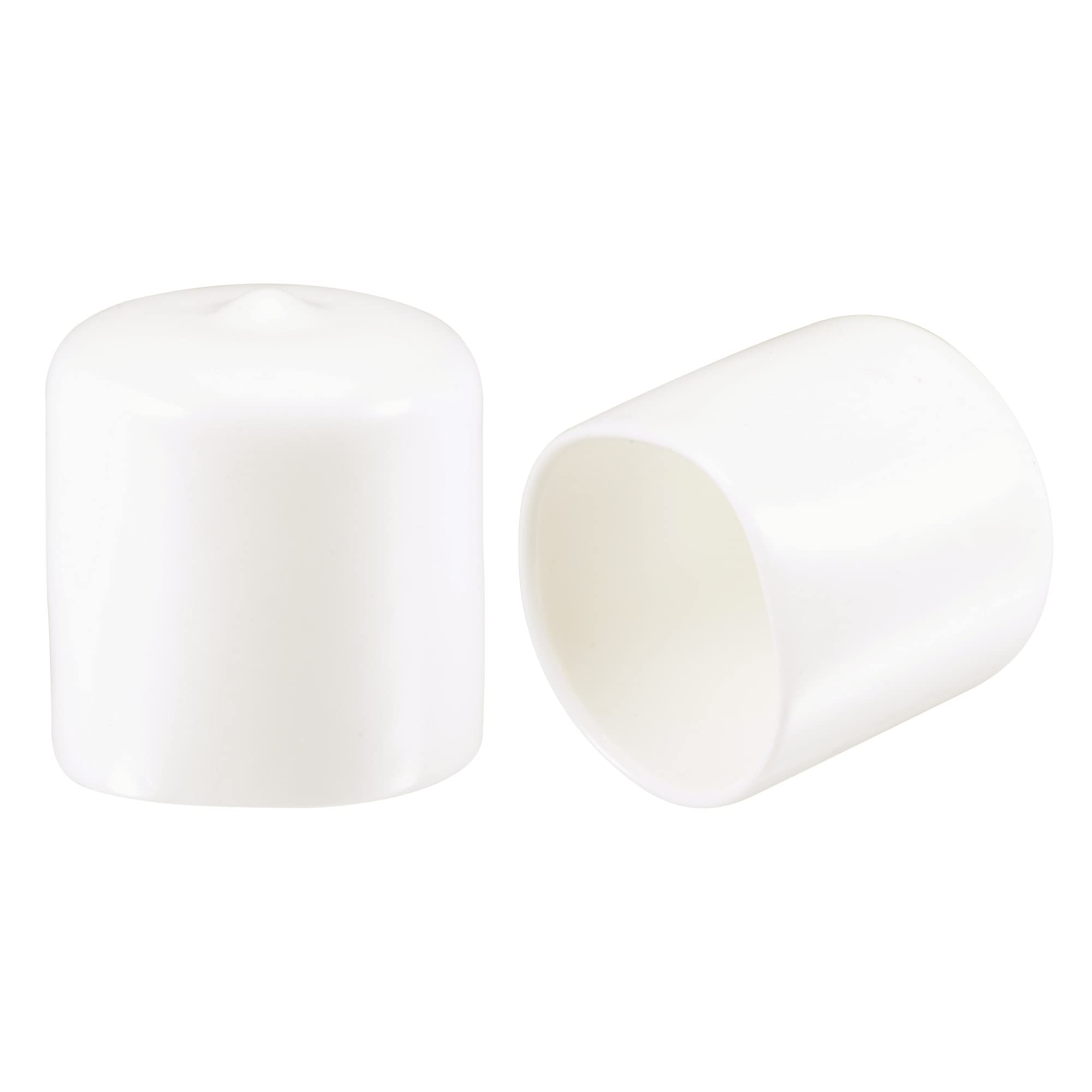 sourcing map 50pcs Round Rubber End Caps 1"(25mm) White Vinyl Cover Screw Thread Protectors