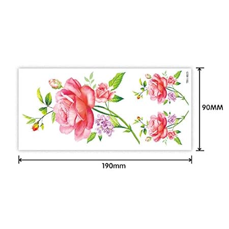 Tzxdbh 6pcs Fleur Autocollant De Tatouage Dame Fleur Rose
