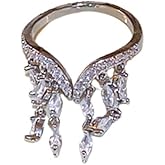 yuruyi Minimalist Cross Band Rings for Women | Adjustable Dainty Design Eternity Band | Copper Plated Silver/Gold Cubic Zirconia for Statement Promise Rings for Women