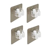MENXEN Broom Mop Holder, Broom Gripper Holds Self Adhesive Reusable No Drilling Super Anti-Slip, Wall Mounted Storage Rack Storage & Organization for Your Home, Kitchen and Wardrobe (4 Pack)