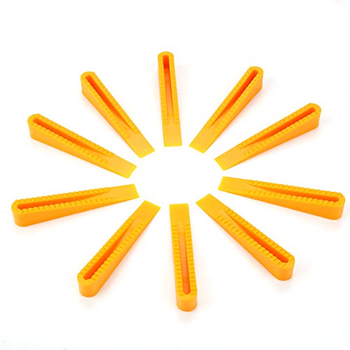 100Pcs Tile Leveling Wedge, Reusable Tile Leveling System Wedges Orange Plastic Tile Leveler Spacers for Wall Floor Tiling Tools