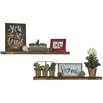 Del Hutson Designs Rustic Pine Solid Wood Floating Shelves Natural Farmhouse Contemporary Living Decor (Dark Walnut, 36 Inch)