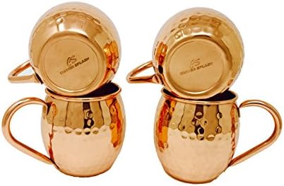 Traditional Hammered solid Copper mugs Moscow mule Mug for Vodka and Ginger beer-Set of 4-18oz