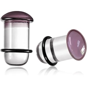 Casvort Unique 0.5mm Increments 14G-00g 11mm-16mm Comfy Pain-free Single Flare Glass Dead Stretching Plugs, Inbetween Sizes B
