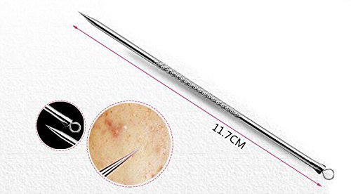Set of 8 Professional Remove Blackheads Whiteheads Bend Straight Acne Tweezers Needle Eyebrow Clip Earpick Pimple Comedone Blemish Extractor Cleaner Tool Eyebrows Nose Hair Beauty Scissors