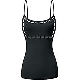 Sugar Sunday Cotton Camisole Tops for Women Built in Bra Spaghetti Strap Tank Top with Shelf Bra Cami Undershirt Pack 1-4