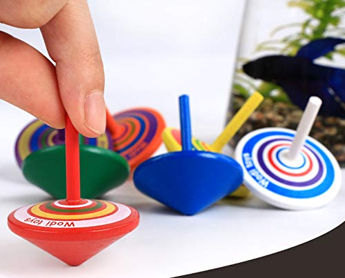 C-POP Multicolor Wooden Spinning Top Toy, - Wood Handmade Spinning Learning Toys for Boys Girls, Pack of 10 (10 PCS)
