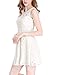 Women's Floral Lace Sleeveless Semi Sheer Yoke Flare Mini Dress White / S