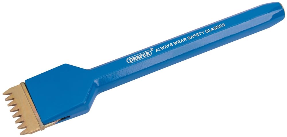 Draper Redline 200 x 38 mm Scutch Holding Chisel | Octogonal Shank Hand Tools | Impact Resistant Soft Grip | Comb Scutch | 00755