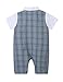 HMD Baby Boy Gentleman White Shirt Waistcoat Bowtie Tuxedo Onesie Jumpsuit Overall Romper (Grey, 3-6 M)