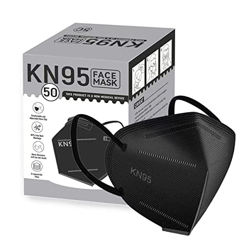 YIDERBO KN95 Face Masks 50Pack, 5Ply Breathable Disposable Face Mask