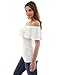 PattyBoutik Women Flutter Off Shoulder Blouse (Off-White Small)