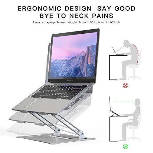 Laptop Stand for Desk KXLY Ergonomic Aluminum Laptop Computer Stand Laptop Riser Adjustable Notebook Holder Stand with Heat-Vent, Compatible with MacBook, Air, Pro, Dell XPS More 10-17" Laptops